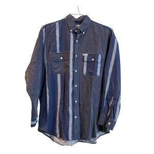 VTG Guess Georges Marciano Blue Striped 90s Y2K Long Sleeve Button Shirt Mens M